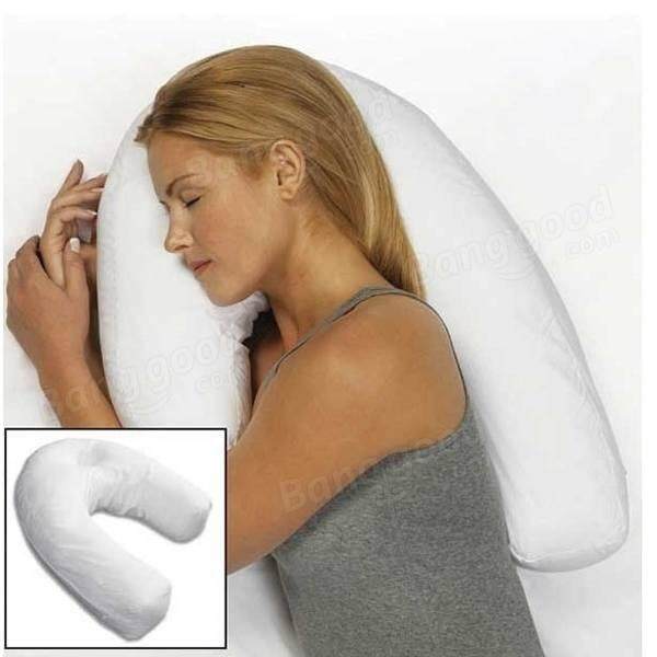 U-Shape PP Cotton White Pillow Side Sleeper Headrest Travel Soft Anti-snoring Cushion