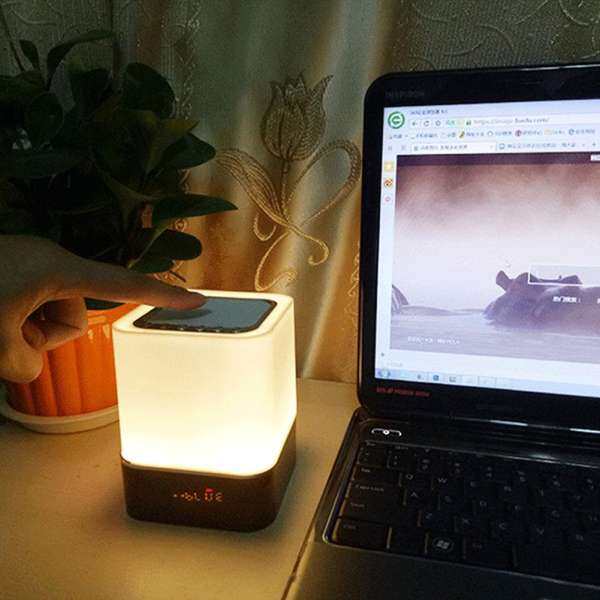 Yunmiao ĐÈN LED Đa Chức Năng Màu Sắc Vỗ Nhẹ Ánh Sáng Đèn Ban Đêm có Đồng Hồ Báo Thức Bluetooth Giọng Nói Chức Năng Hộp Làm Vật Dụng