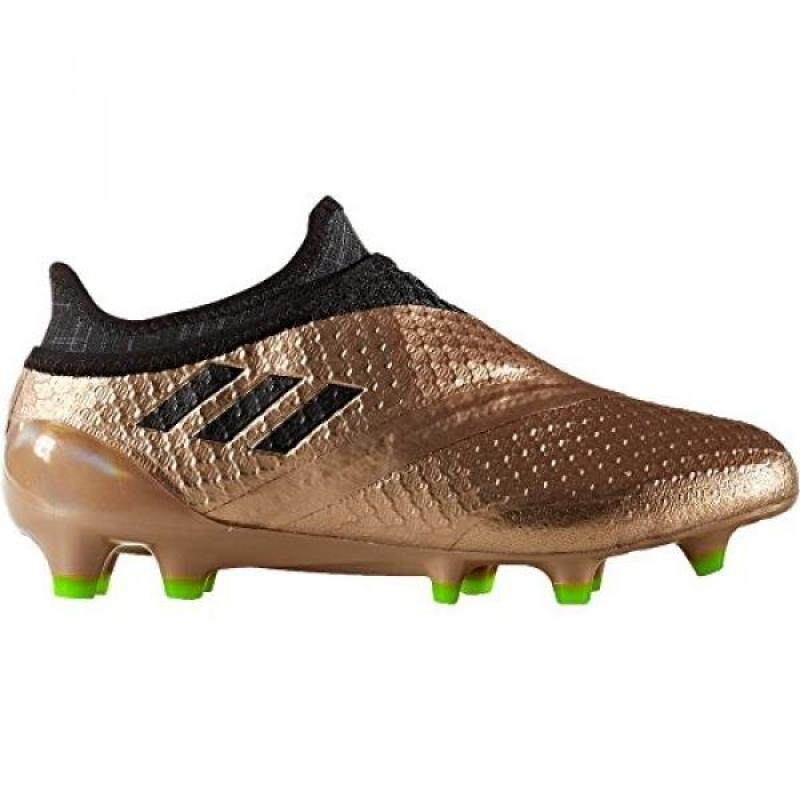 * Terbaru 3 Hari Promosi * 【Spot】 Asli! Adidas_Kids_Messi 16 + FG Tembaga Logam/Core Hitam/Solar Green Sepatu Sepak Bola-4Y-Intl