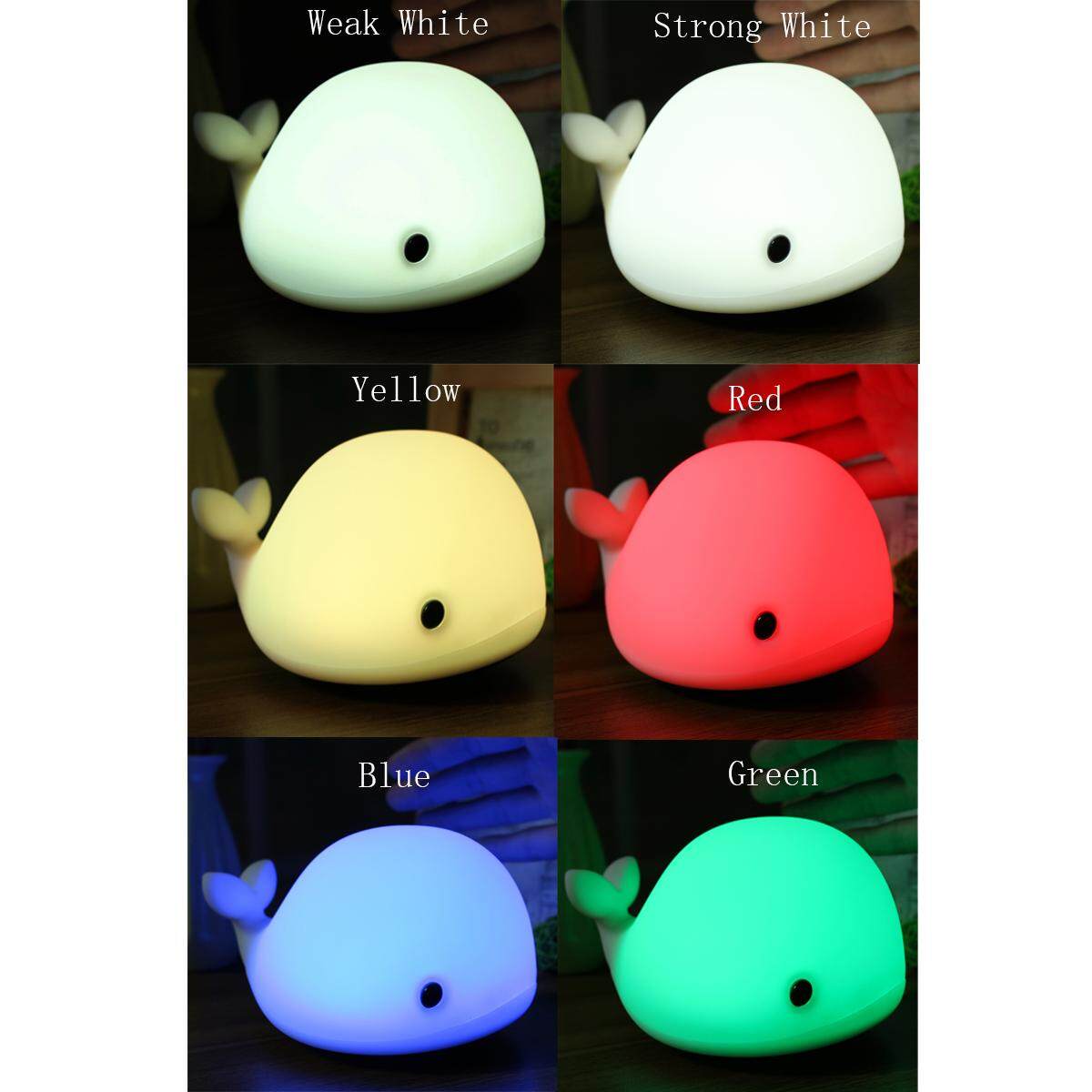 USB Charge LED Colorful Silicone Dolphin Pat Lamp Nightlight Bedside Lamp - intl