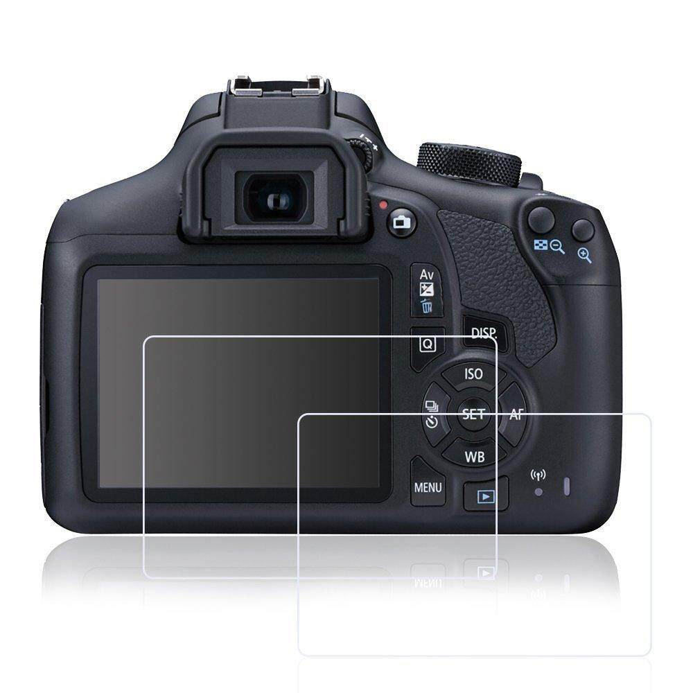 Screen Protectors for Canon Eos 1300D Rebel T6 Kiss X80, 2 Packs Anti-scratch Tempered Glass Protective Films for DSLR Digital Camera