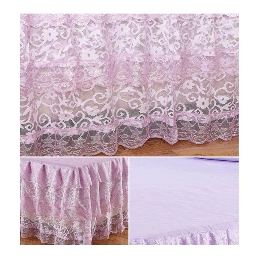 TTLIFE New Bed Skirts Pink Embroidey Lace Bedspread Bed Sheet for Wedding Twin Full Queen King Size Princess Bed Cover