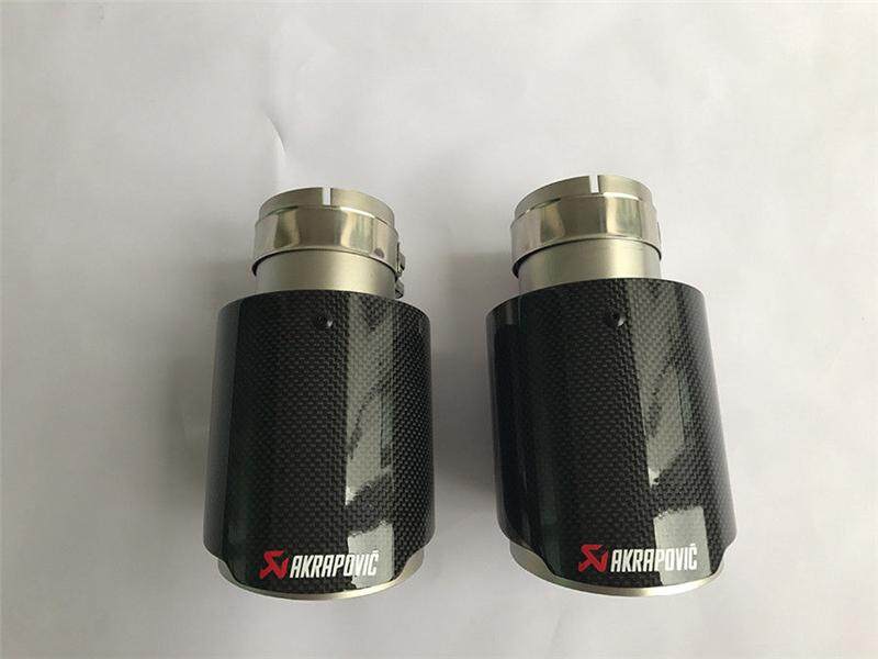 3/" 76MM OUT 2 X IN 4.5/" 114MM Akrapovic Glossy Carbon Fiber pipe Exhaust Tip
