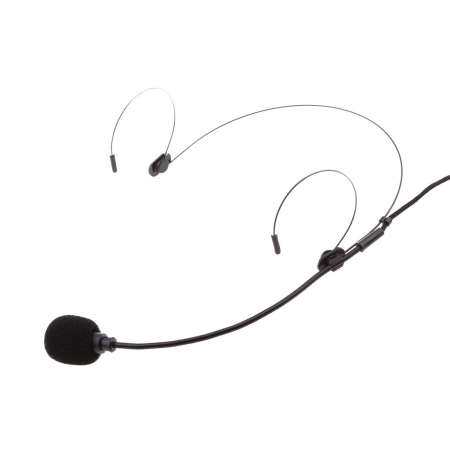 Miracle Shining Dual Ear Hook Wired Headset Headworn Microphone Black 3.5mm Right Angle