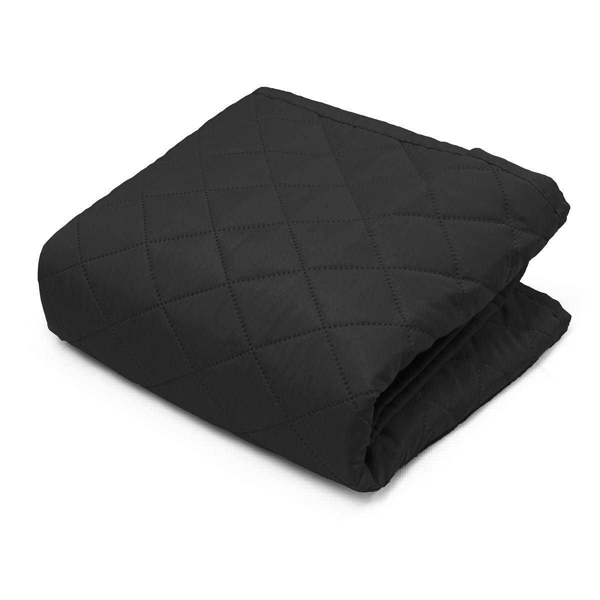 Couch Sofa Cover Removable Quilted Slipcover Pet Protector W/ Strap 1 2 3 Seater (Black)