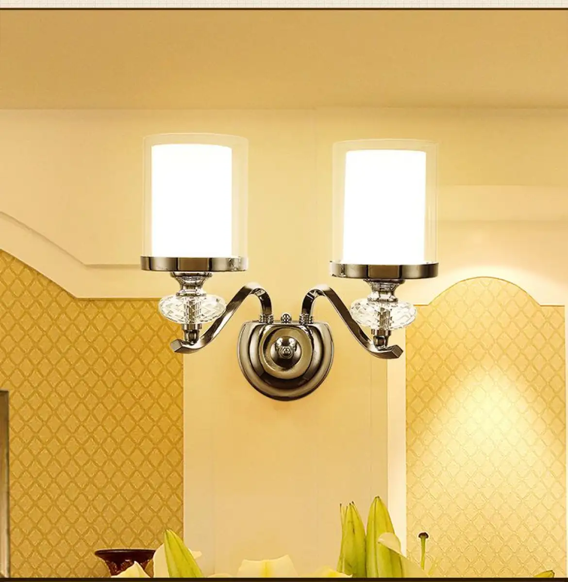 Modern Chrome Metal Led Wall Lights Crystal Glass Bedroom Led Wall Lamp Fixtures Living Room Led Wall Sconce Lazada