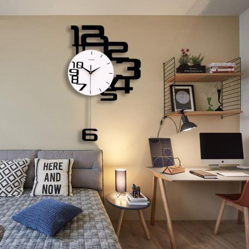 💥Dream Best🔥 Creative Stylish Swing Wall Clock Home Mute Wall Clock Living Room Bedroom Digital Quartz Clock