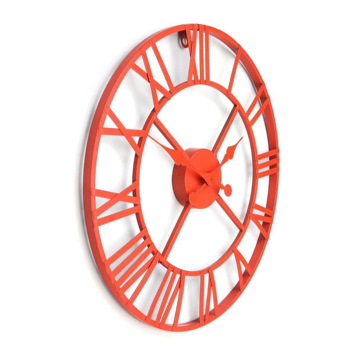 47cm Red Copper Iron Paint Skeleton Wall Clock Roman Numerals Home Decoration