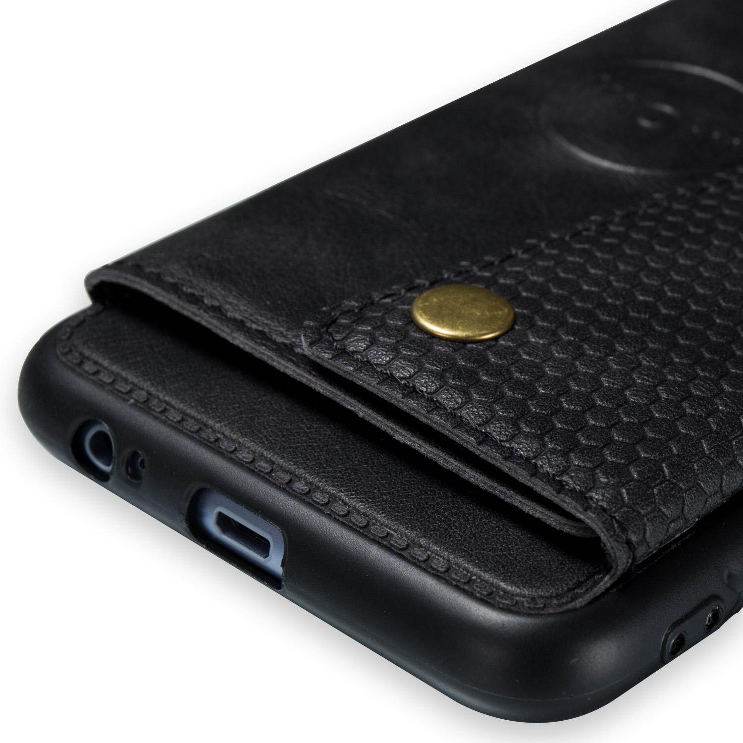 Cho Samsung A6 + a6plus 2018 da trường hợp nhiều Folio lật Bìa Wallet trở lại trường hợp vỏ, có thể làm việc với gắn trên xe hơi, ẩn thẻ tín dụng ID khe giữ, retro nút kim loại clasp, đứng hỗ trợ