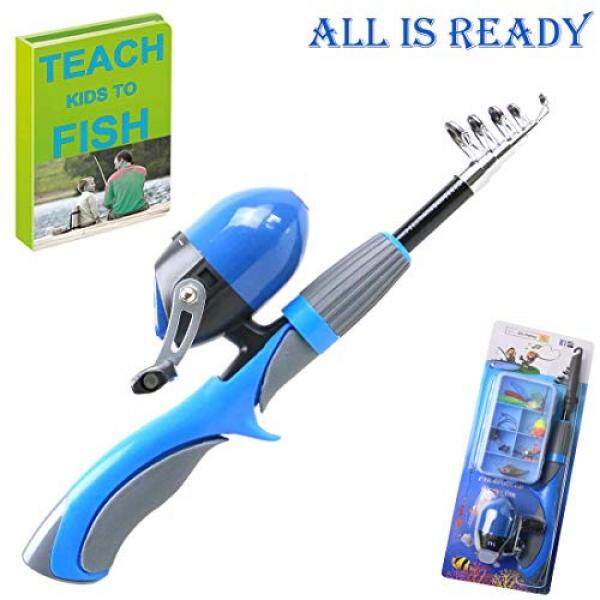 Kids Fishing Rod and Reel Combo Spincast Rod with Tackle Box 55 inches (Blue)