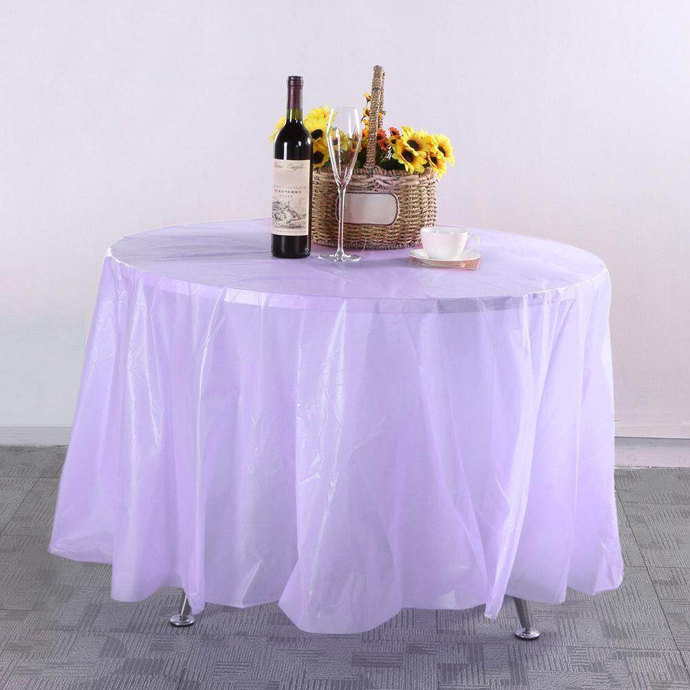 Newlifestyle 84in Round Tablecloth Wedding Party Plastic Birthday Camp Dinner Tablecover - intl(White)