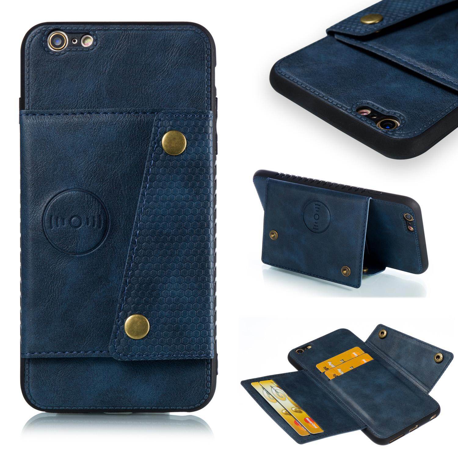 Cho iPhone 6 cộng với & 6S cộng với 5.5 "da trường hợp nhiều Folio lật Bìa Wallet trở lại trường hợp vỏ, có thể làm việc với gắn trên xe hơi, ẩn thẻ tín dụng ID khe cắm chủ, retro nút kim loại clasp, đứng hỗ trợ