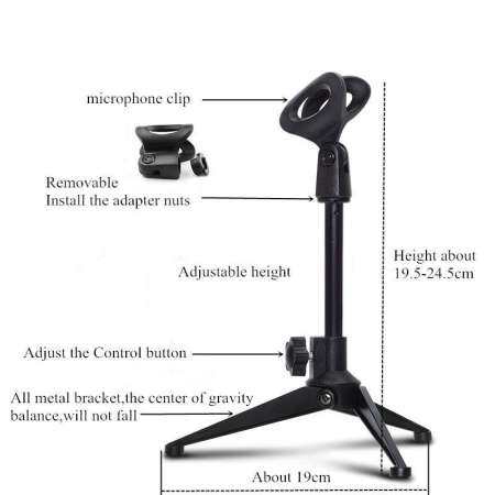 Professional ปรับ Handheld ขาตั้งกล้องไมโครโฟนที่ใส่ไมค์ขาตั้งพร้อมคลิปหนีบ Shock
