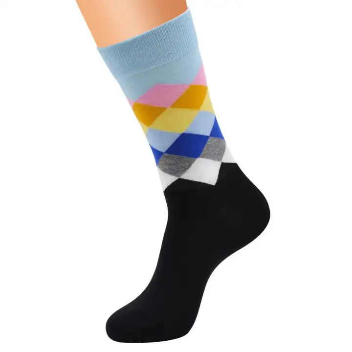 Womens Winter Warm Socks Fashion Men Cotton Diamond Pattern Color