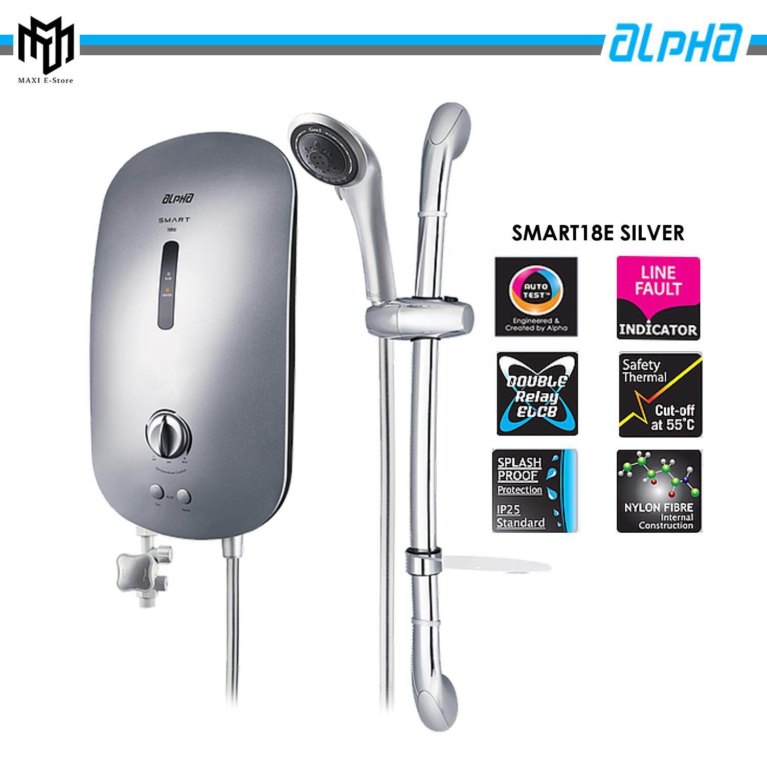 Alpha Shower SMART18E Non-pump Instant Water Heater Misty Silver | Lazada