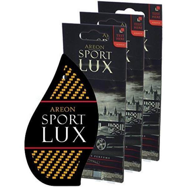 Areon Sport LUX Quality Perfume/Cologne Cardboard Car & Home Air Freshener, Gold (Pack of 3)