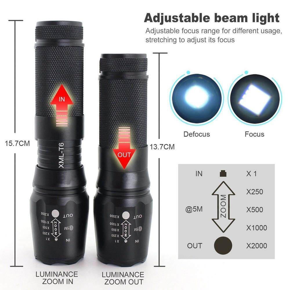 2pc X800 ShadowHawk Tactical Flashlight LED Military Grade G700 Torch Lamp