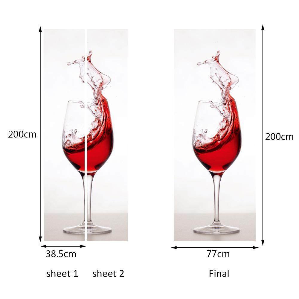 38.5*200cm*2pcs 3D Wine Glass Cup PVC Door Sticker Decal DIY 3D Door Paste Mural Art Waterproof Stickers Home Decor