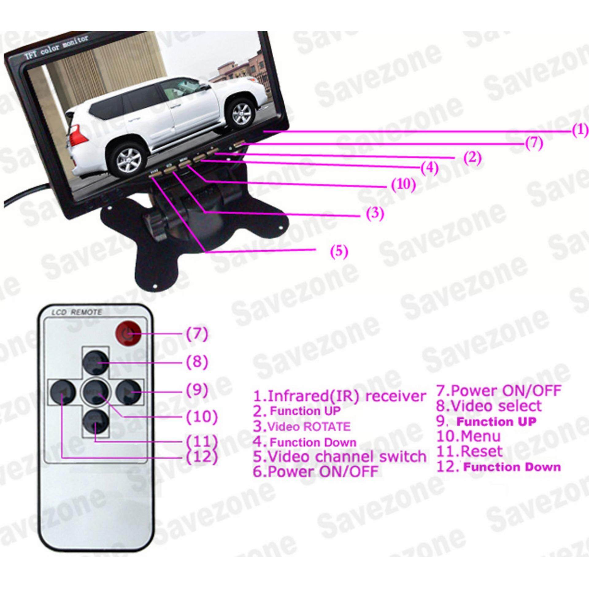 18 LED Reversing Backup Camera for Bus Truck 9/" LCD Monitor Car Rear View Kit