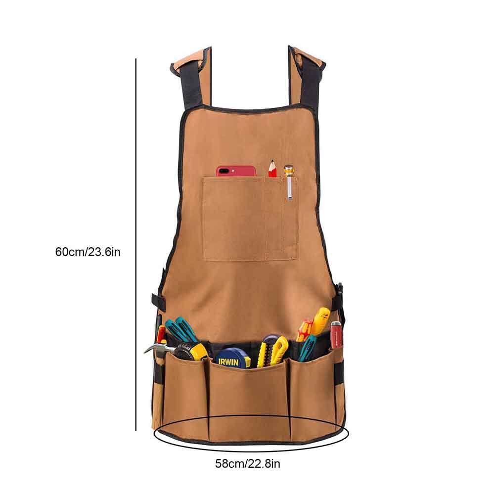 BuyBowie Work Apron, Heavy Duty Oxford Canvas Shop Apron Waterproof and Protective Tool Apron with Multiple Pockets and Adjustable Shoulder and Waist Padded Straps