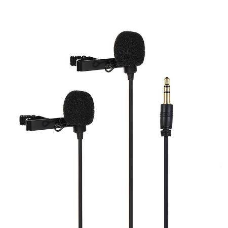 Comica CVM-D02 Dual-head Lavalier Lapel Microphone Clip-on Condenser Mic Cable Length 2.5m/8.2ft for Canon Nikon Sony A7 A6300 Camera for iPhone 6 6plus for GoPro Hero 4/3+/3 Action Camera for Interview Livestream Teaching Podcast - intl