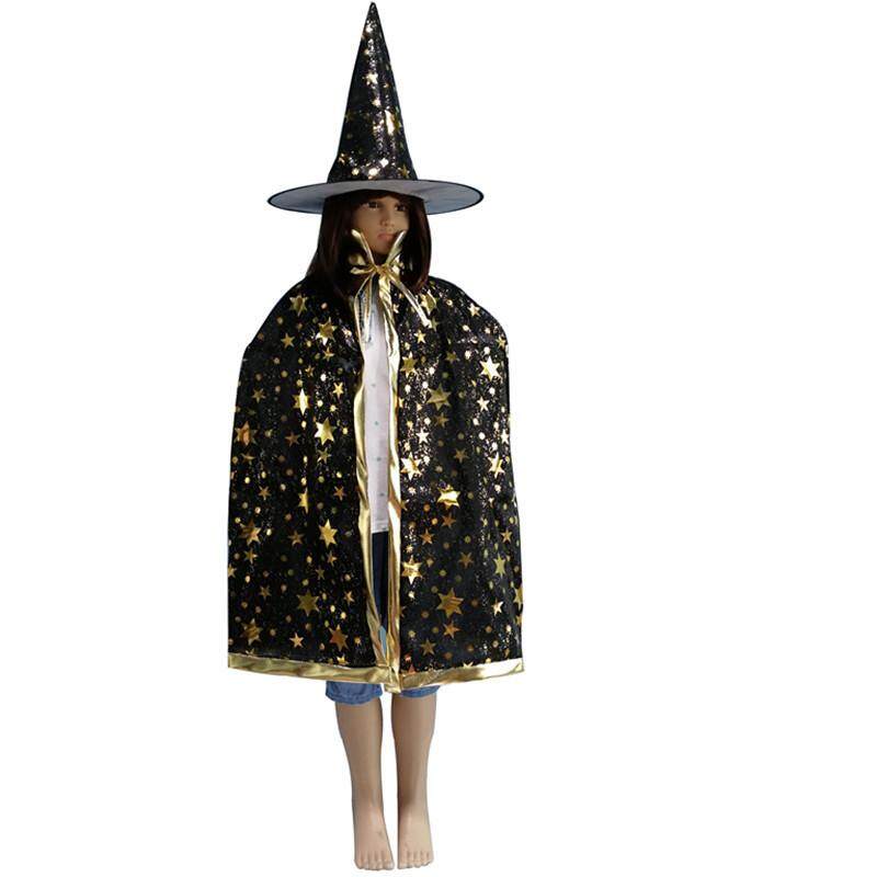 TFS Kids Halloween Cosplay Costume Wizard Witch Cloak + Hat For "trick And Treat"