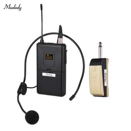 Muslady UHF Wireless Microphone Mic System with Receiver Trans-mitter Headset Microphone for Business Meeting Public Speech Classroom Teaching