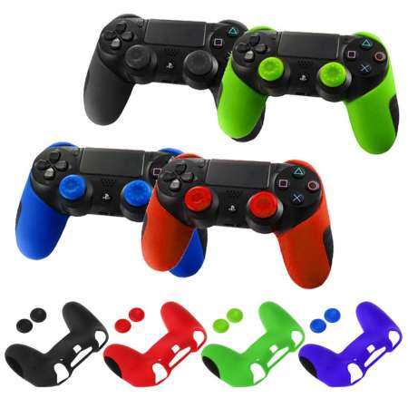ซิลิโคนหนาครึ่งสำหรับ PS4 Controller Skin + ที่แปะหัวแม่มือ - INTL