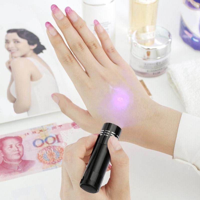 Mới 9LED Nhôm Nhỏ UV Tia Cực Tím Bút Có Đèn Pin Đèn Flash