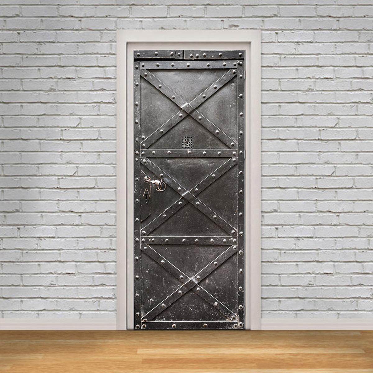 Iron Gate Sticker PVC Self Adhesive Waterproof Refrigerator Door Room Cover Wallpaper Decal