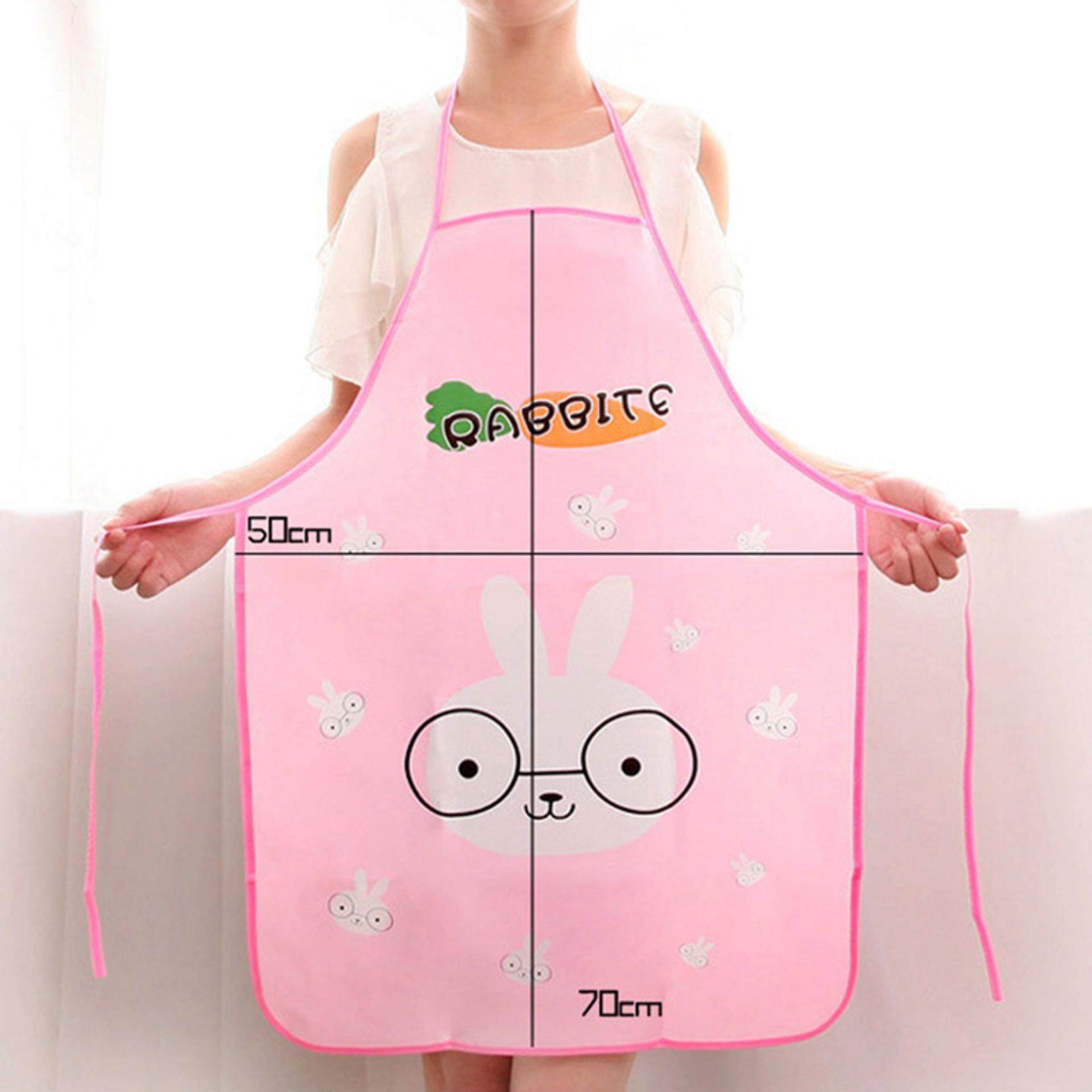 Home Women Waterproof Cartoon Kitchen Restaurant Cooking Bib Aprons Pink Type:Rabbit