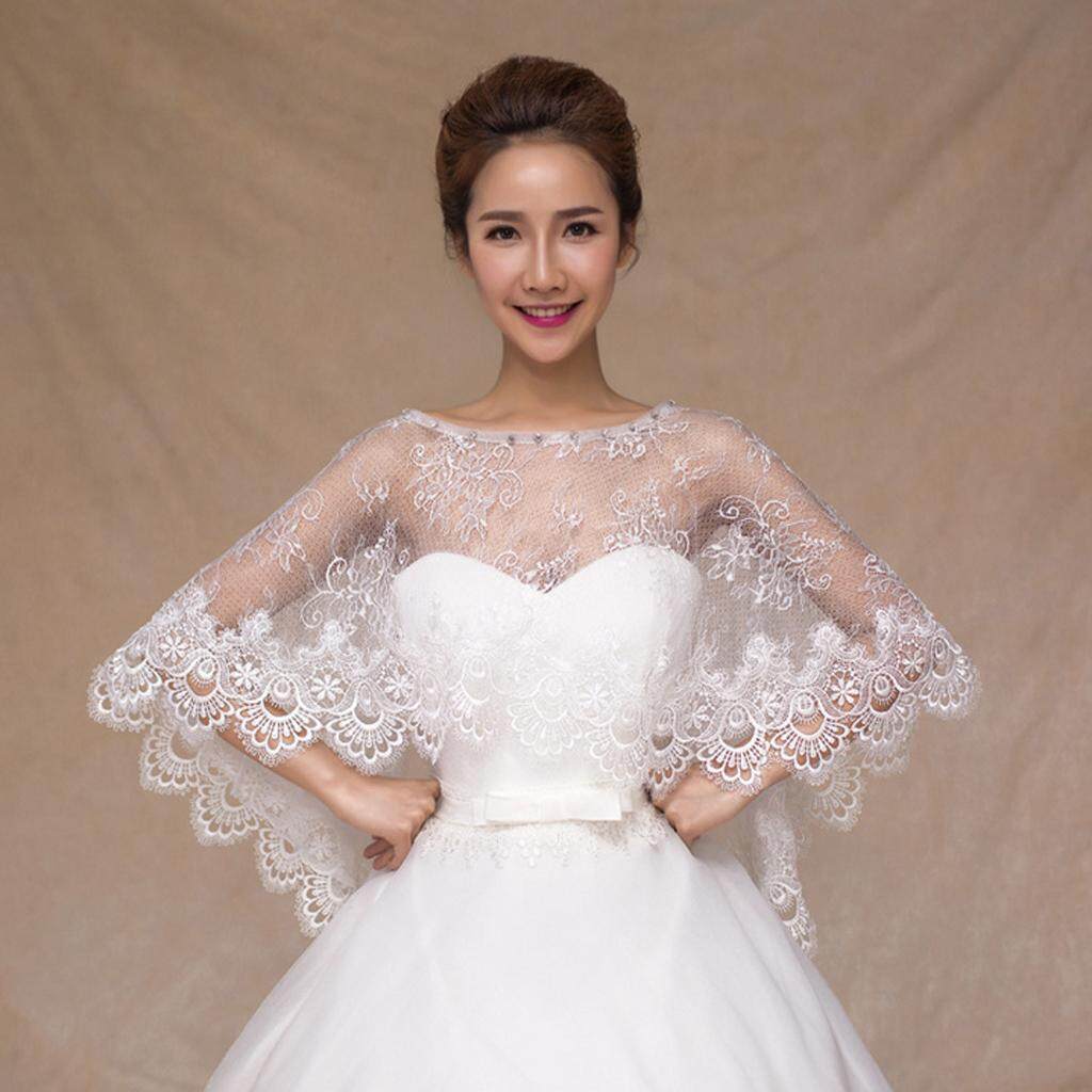 Bolehdeals Elegant White Lace Flower Bridal Shawl Wedding Shawl