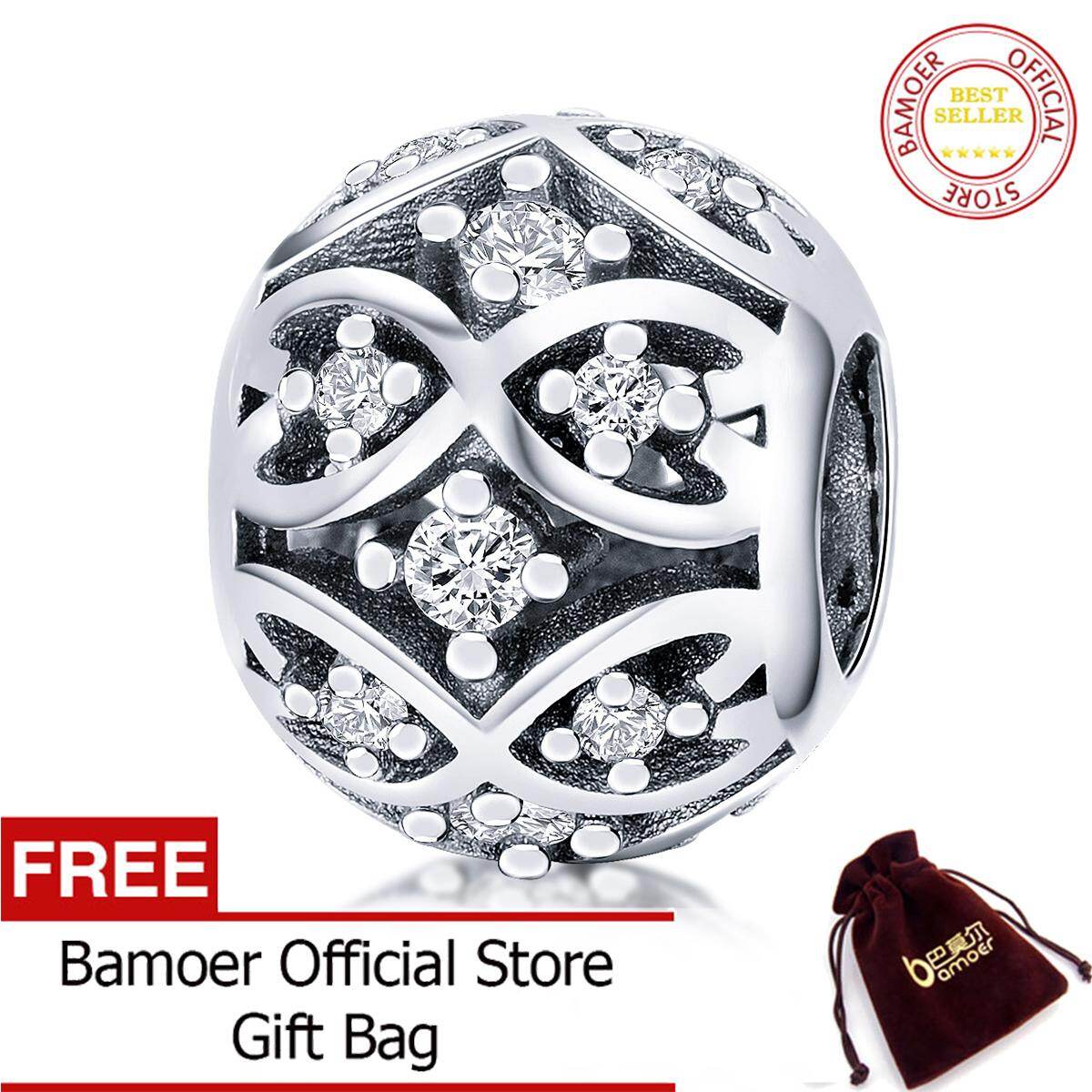BAMOER Free Shpping 100% Genuine 925 Sterling Silver August Dazzling CZ Elegant Beads fit Women Bracelets & Necklaces DIY Jewelry Making SCC732