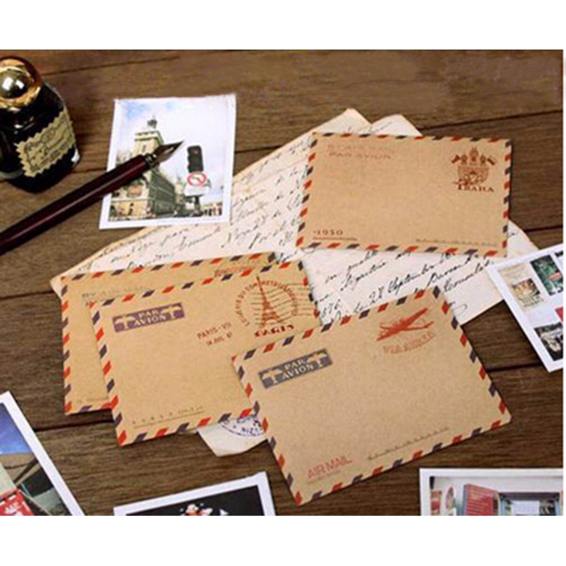 10 Sheet Antique kraft Air Mail Envelope Postcard Letter Stationary Storage## 
