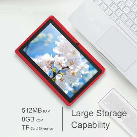 7IN 512 เมกะไบต์ RAM 8 กรัม ROM HD IPS แล็ปท็อป Mini WIFI บลูทูธ Android คอมพิวเตอร์ Quad - Core Dual กล้อง PC (Red UK)