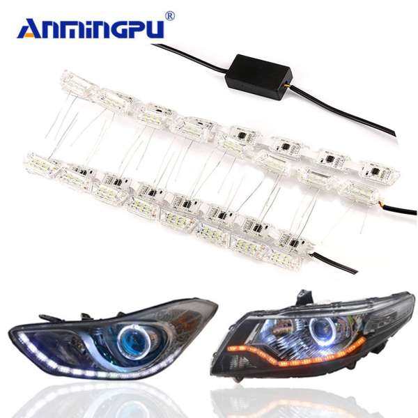 ANMINGPU 2 chiếc Nhan Linh Hoạt LED DRL Hổ Phách Trắng 12 V DRL LED Dùng Ban Ngày Ánh Sáng Ban Ngày Đèn Ngày đèn cho Xe Ford Focus