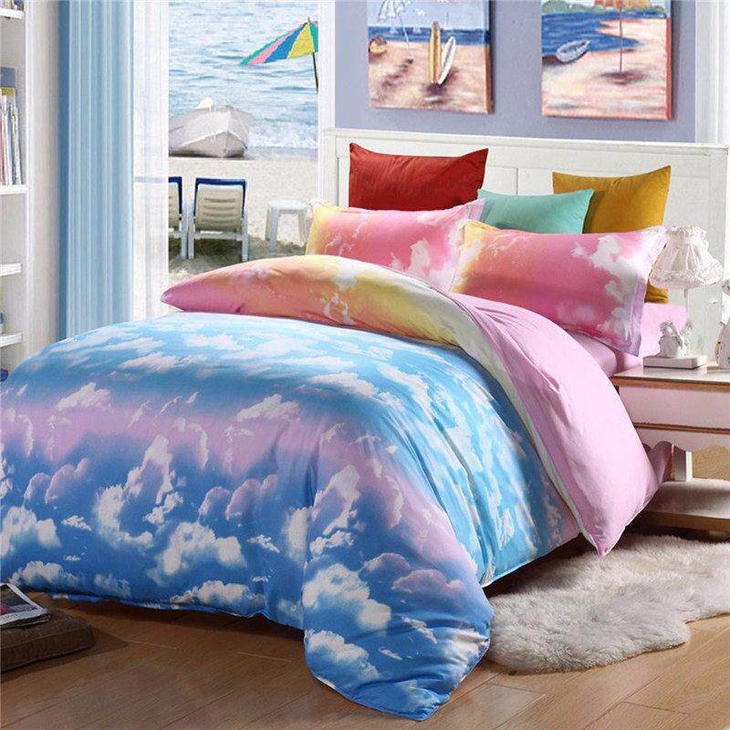 Home Textile 3d Style Cloud Bedding Sets Single 3pcs Sky Themed Bed Linen Bed Set Cotton Duvet Cover Sets