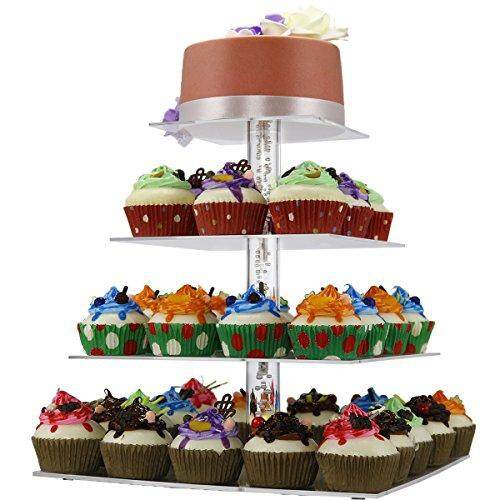 Acrylic Wedding Cupcake Tower Stand DYCacrlic 3 Tier Cake Cupcakes Stands Display Tree For Baby Family Friends,Cupcake Stand Holder for Parties Amazing Bubble Rod 
