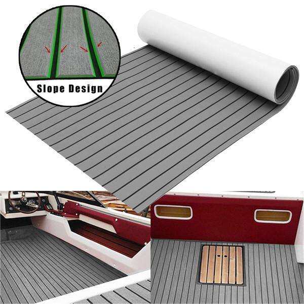 60x240cm EVA Foam 6mm Gray With Black Strip Faux Teak Boat Decking Sheet