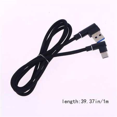 1 เมตรมุมขวา USB ประเภท C USB แบบถัก 2.4 90 องศา USB - C สายข้อมูลสายชาร์จสำหรับ huawei P20/P20 PRO MATE 10 ซัมซุงกาแล็คซี่ S9/S8 + หมายเหตุ 8 LG V30 V20 G6 และอีกมากมาย (สีดำ)