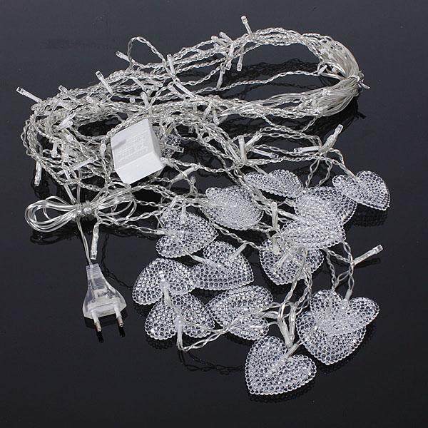 2M White 16 Hearts 104 LED String Fairy Holiday Lights For Party Xmas Wedding