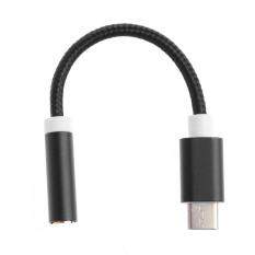 ELEC Mini Portable USB 3.1 Type-C To 3.5mm Audio Connector Microphone Female Adapter With Flexible Handmade Braided Wire Black
