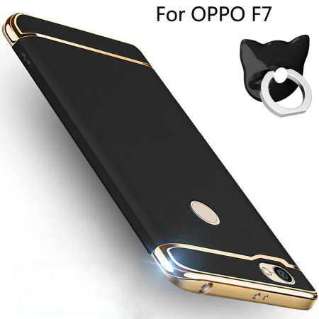 3 in 1 Matte Hard เคสโทรศัพท์ฝาครอบป้องกันสำหรับ OPPO F7 ผู้ถือแหวนขาตั้ง