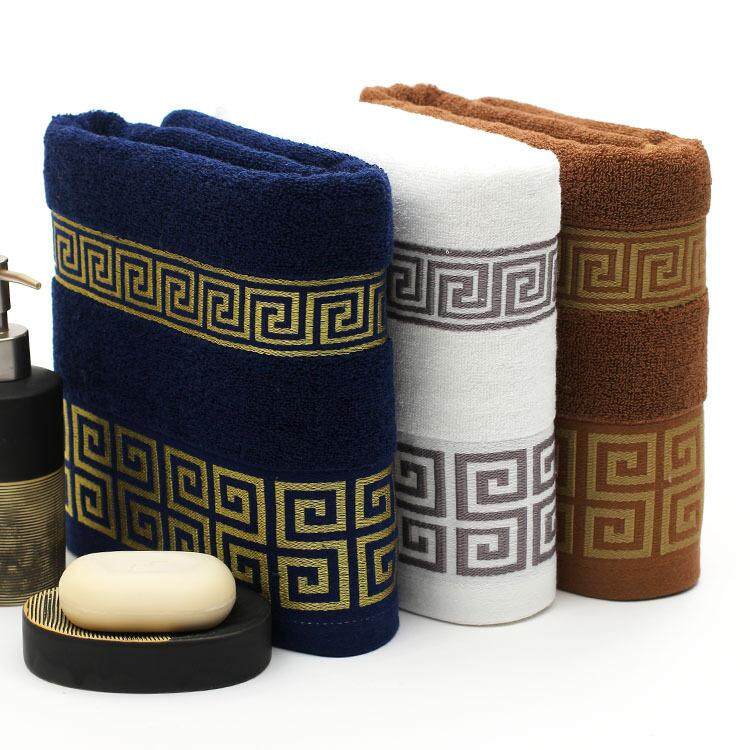 Luxury 100% Cotton Greek Key Embroidered Bath TowelsSupermarket Bathroom Bathing Washcloths Gift - intl