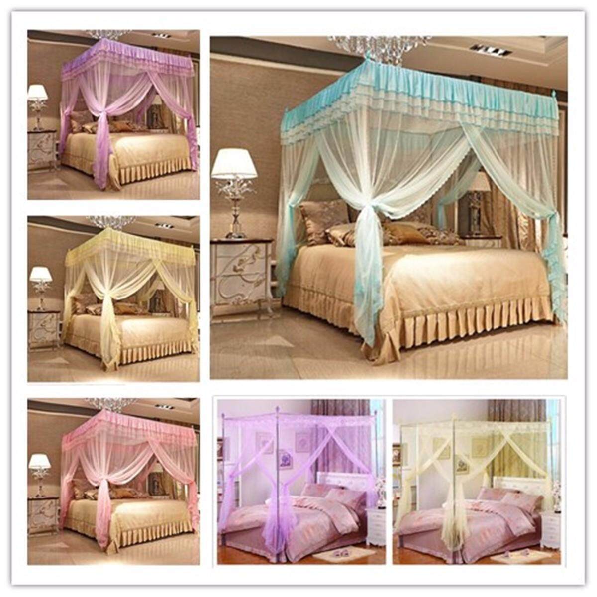 1.8X2m Four Corner Curtain Bed Mosquito Net Canopy Netting Princess Bedding King Size