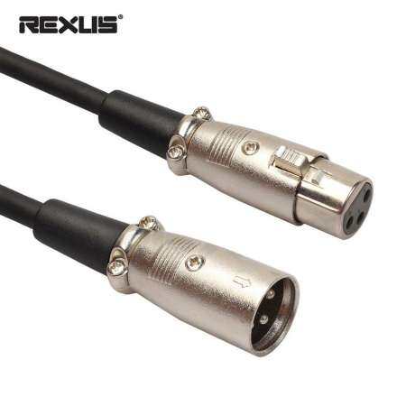 QNSTAR Universal สายเคเบิลความเร็วสูง Rexlis 3 - Pin พอร์ต XLR ตัวผู้ XLR ตัวเมียไมโครโฟนสายพ่วงสายไฟสีดำ 1.8 เมตร