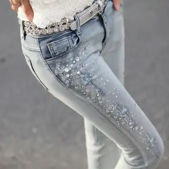 rhinestones on jeans