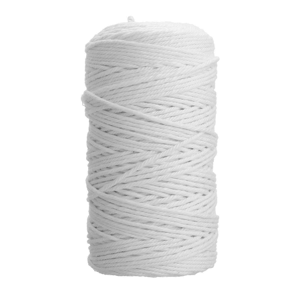 3mmx200m ธรรมชาติ Beige ผ้าฝ้ายสีขาว Twisted Cord Rope Craft Macrame