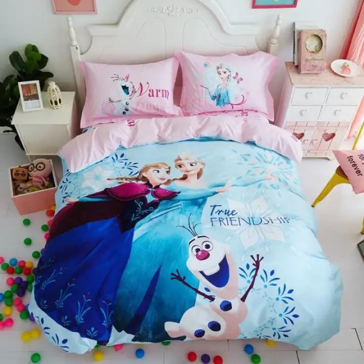 Disney Frozen Bedding Set Twin Size For Girl Kid Elsa Anna Print 3d Duvet Cover Set Queen Full Size Bed Spreads Room Decor Linen Lazada