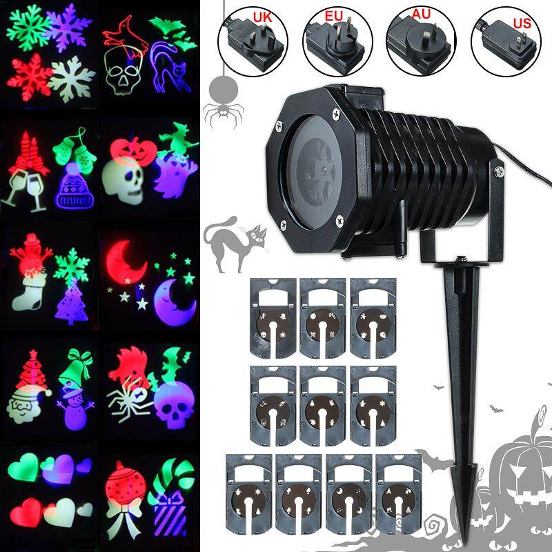 AU Plug 10 Pattern Laser Projector Light Halloween Christmas Outdoor Garden Landscape UK Plug